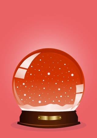illustration of a red snow globe against red backgroundのイラスト素材