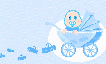 illustration of baby looking in wide-eyed astonishment のイラスト素材