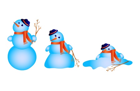 illustration of snowman melts のイラスト素材