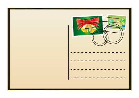 illustration of envelope with Christmas stamps のイラスト素材