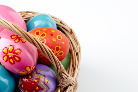Image of colored Easter eggs in basket