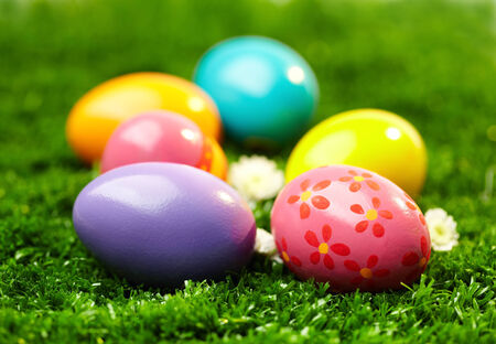 Close-up of colored Easter eggs