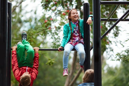 School friends spending after-school time on sport facilities