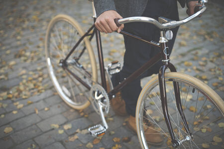 Close-up of man with bicycle