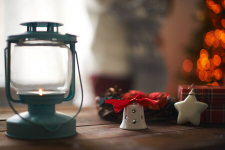 Christmas composition on background of loversの写真素材