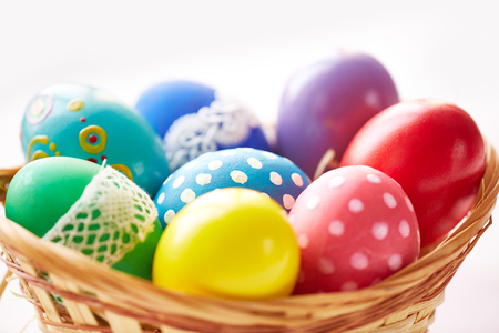Assortment of Easter painted eggsの写真素材