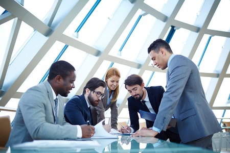 Business partners discussing documents or planの写真素材