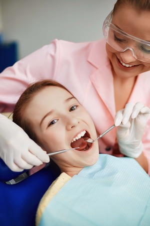 Little girl having oral checkupの写真素材