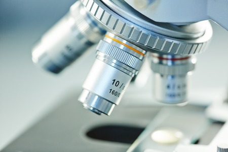 Magnifying lens of modern microscopeの写真素材