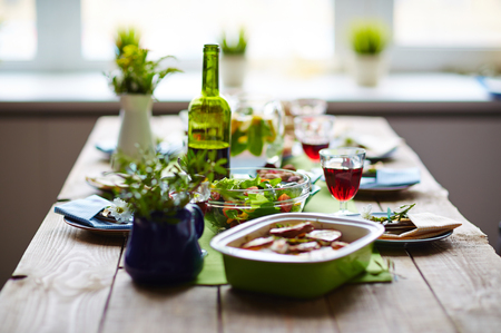 Table served for festive dinnerの写真素材