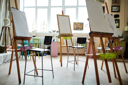 Studio of painting with easels and chairs