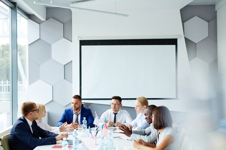 Group of political partners having working forum