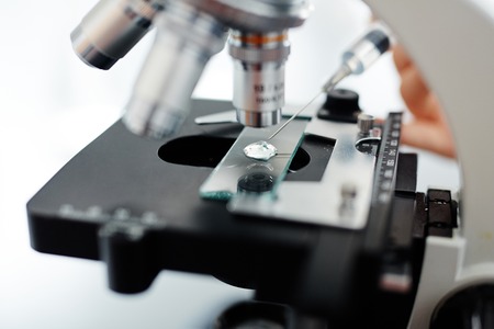 Sample of new vaccine on microscope