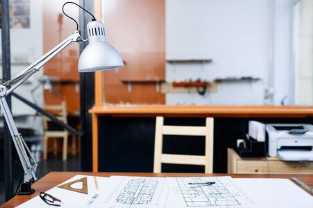 Workplace of engineer in empty office