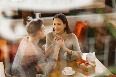 Valentines in cafeの写真素材