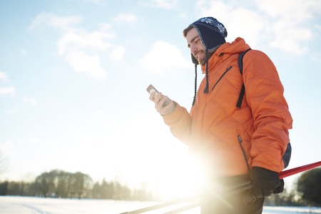 Skier with gadgetの写真素材