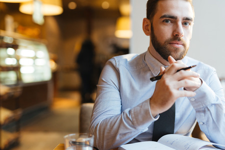 Portrait of businessman on breakの写真素材