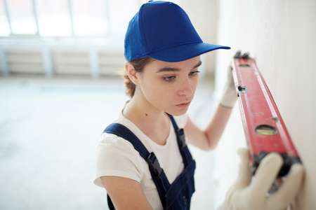 Working with levelの写真素材