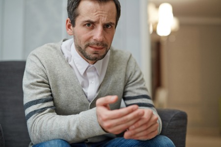 Man in griefの写真素材