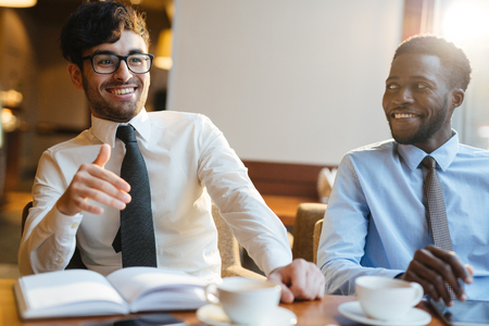 Discussion in cafeの写真素材
