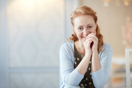 Portrait of Mature Lady in Interiorの写真素材