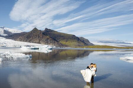 Couple in the lakeの写真素材