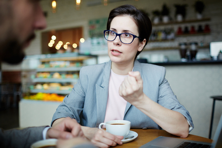Talking in cafeの写真素材