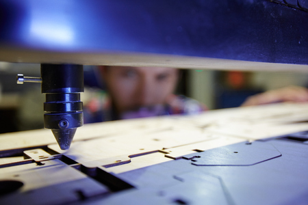 Laser Cutting Machine in Factory Workshopの写真素材