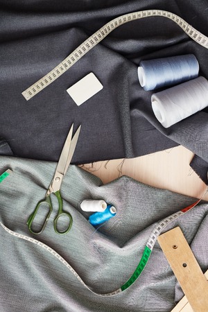 Above View of Tailors Tableの写真素材