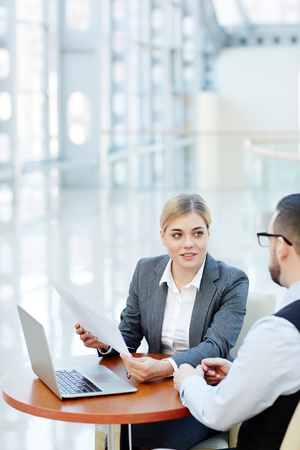 Smiling Businesswoman  Meeting with Partnerの写真素材