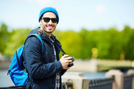 Man with cameraの写真素材