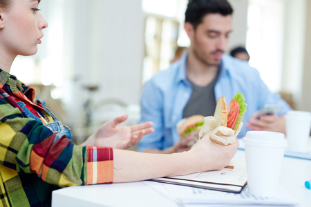 Having sandwichの写真素材