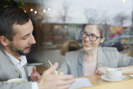 Interview in cafeの写真素材