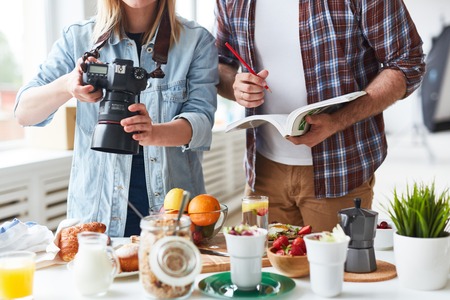 Professional photographer shooting food for advertの写真素材