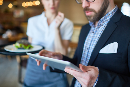 Two customers choosing mealsの写真素材