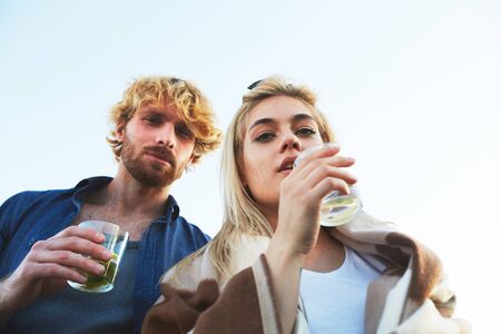 Loving Couple Enjoying Cocktailsの写真素材