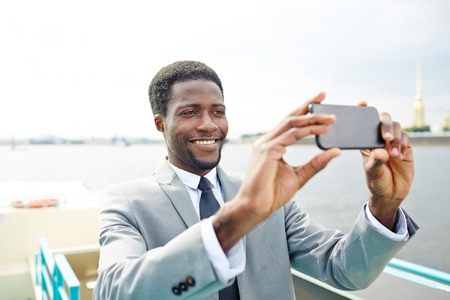 Selfie on travelの写真素材