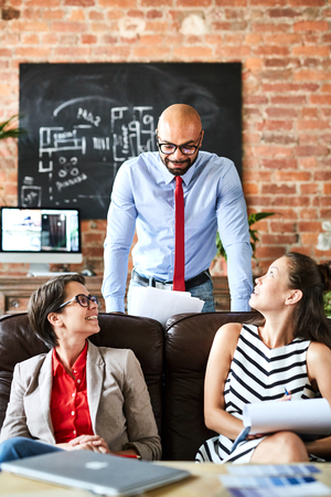 Group Portrait of Cheerful Coworkersの写真素材