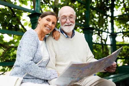 Seniors in parkの写真素材