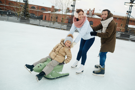 Fun on ice-rinkの写真素材