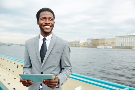 African American Manager on Ship Deckの写真素材