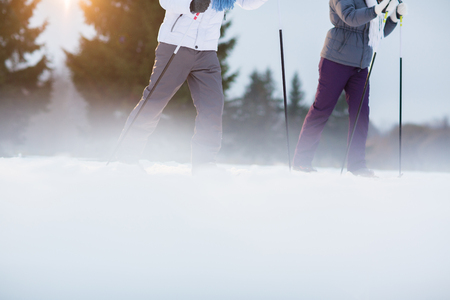 Couple skiingの写真素材