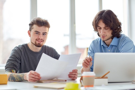 Planning work togetherの写真素材