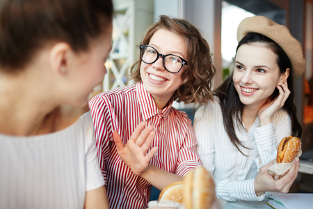 Lunch in fastfood cafeの写真素材