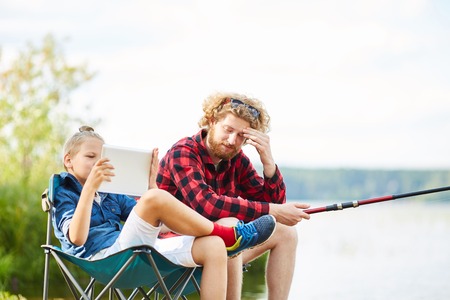Father and son fishing day