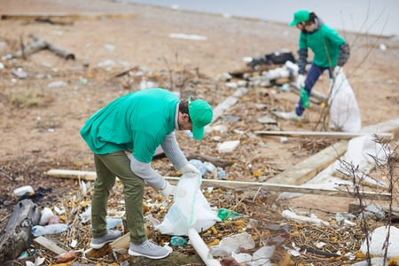 Fighting with trashの写真素材