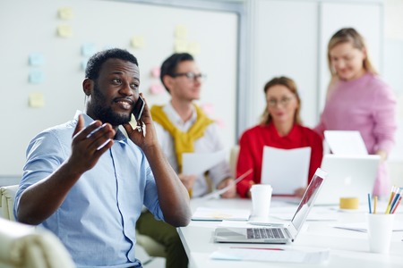African american man with beard in officeの写真素材