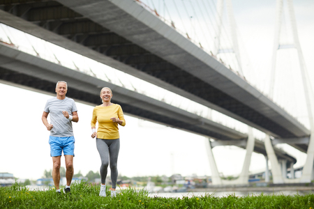 Running on grassの写真素材