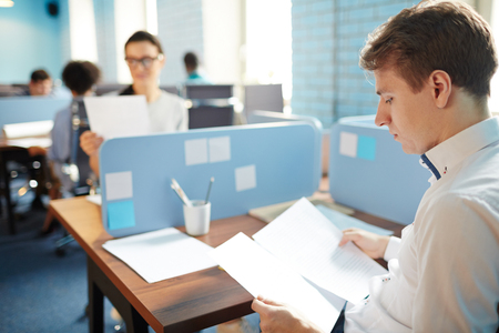 Manager reading documentsの写真素材