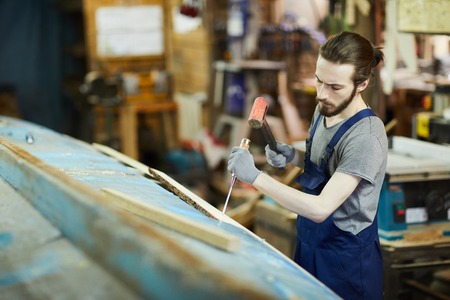 Processing wooden boardの写真素材